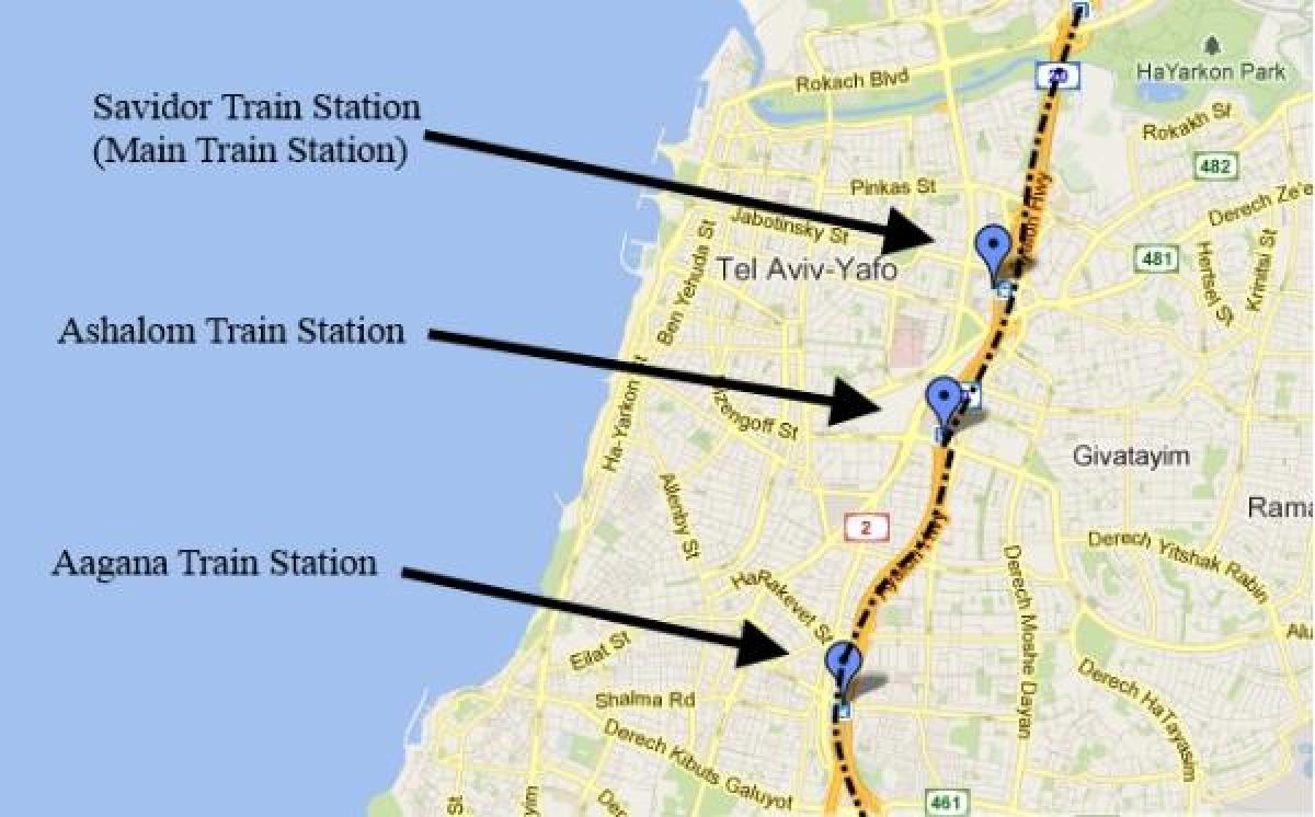kort over sherut-kort Tel Aviv