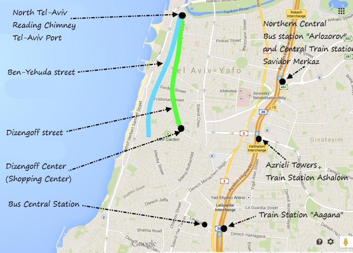 kort over Tel Aviv offentlig transport