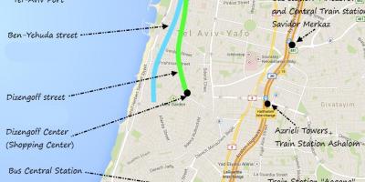 Kort over Tel Aviv offentlig transport